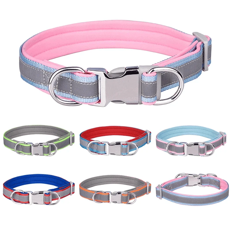 Adjustable Reflective Personalized Dog Collar Free Engraving Custom ID Collars Durable Puppy Collar for Small Medium Large Dogs