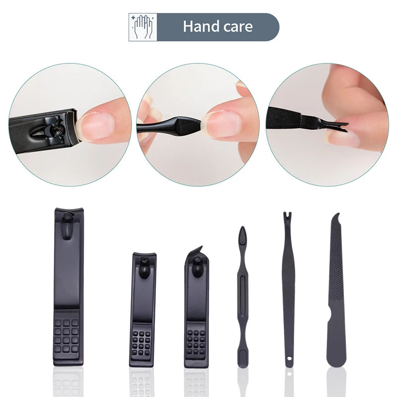 12/18/24pcs Manicure Set Nail Clippers Kit Professional Stainless Steel Nail Care Tools with Leather Travel Case