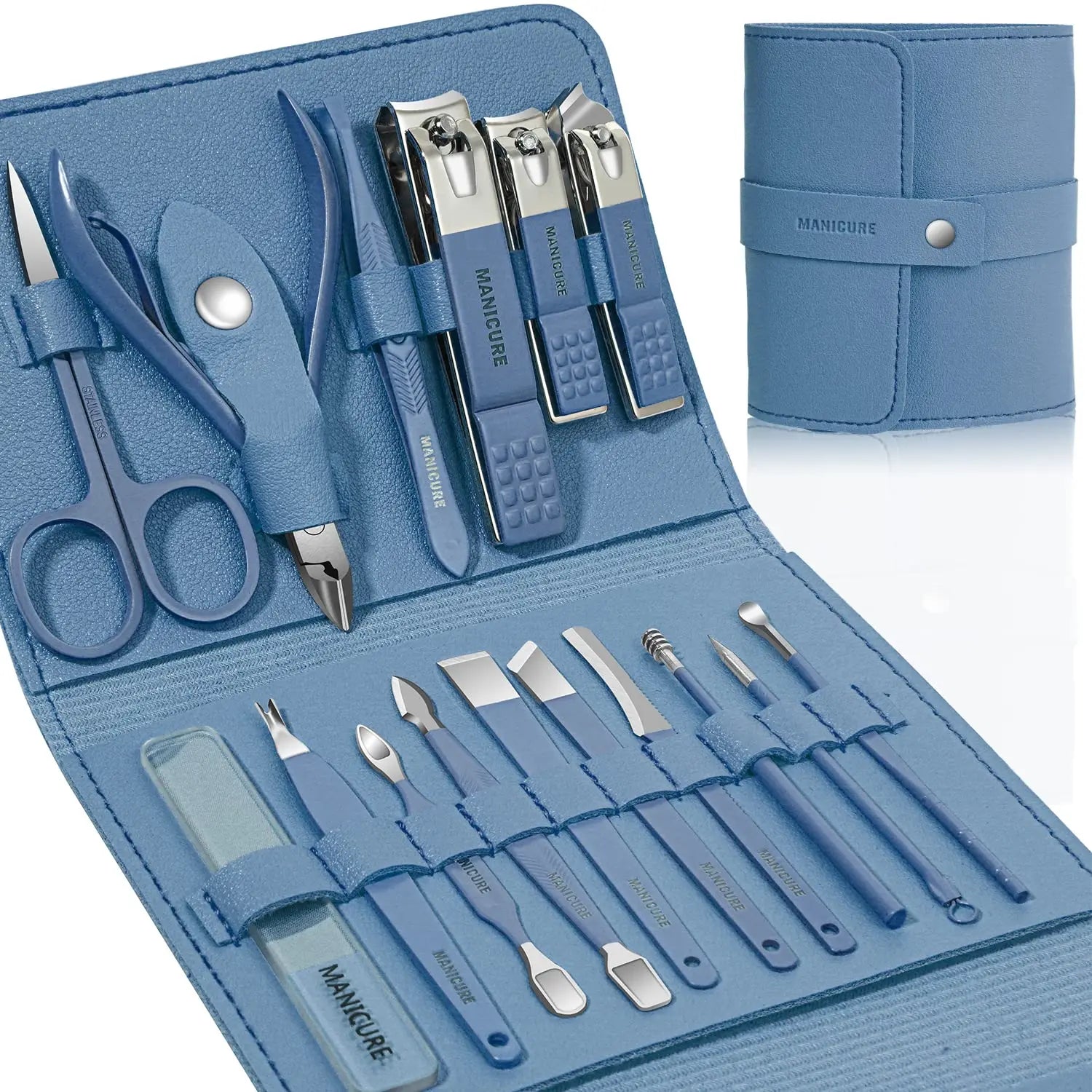 Manicure Set Professional Nail Clippers Pedicure Kit, 16 PCs Stainless Steel Nail Care Tools Grooming Kit with Luxurious Travel