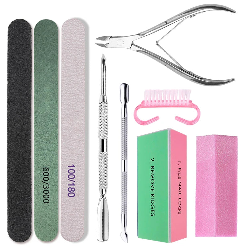 Manicure Tools Set With Nail File And Cuticle Pusher Gel Polish Kit Professional Nail Tools For Pedicure Nail Art Tools