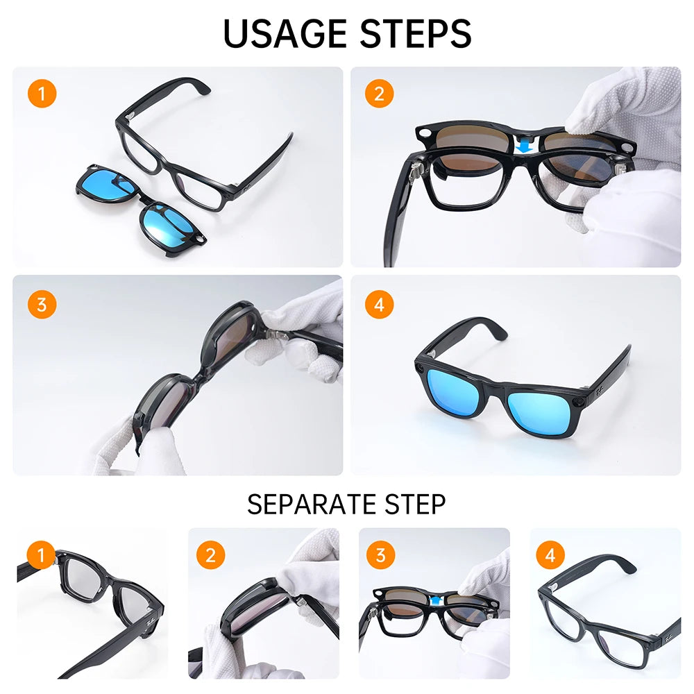 Brand New Hibloks For RayBan Meta Wayfarer Large Glasses Clip Colorful Polarized Sunglasses Lenses Anti-Glare Protection