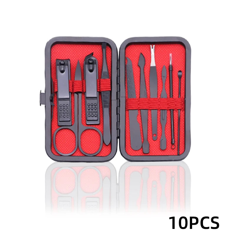 12/18/24pcs Manicure Set Nail Clippers Kit Professional Stainless Steel Nail Care Tools with Leather Travel Case