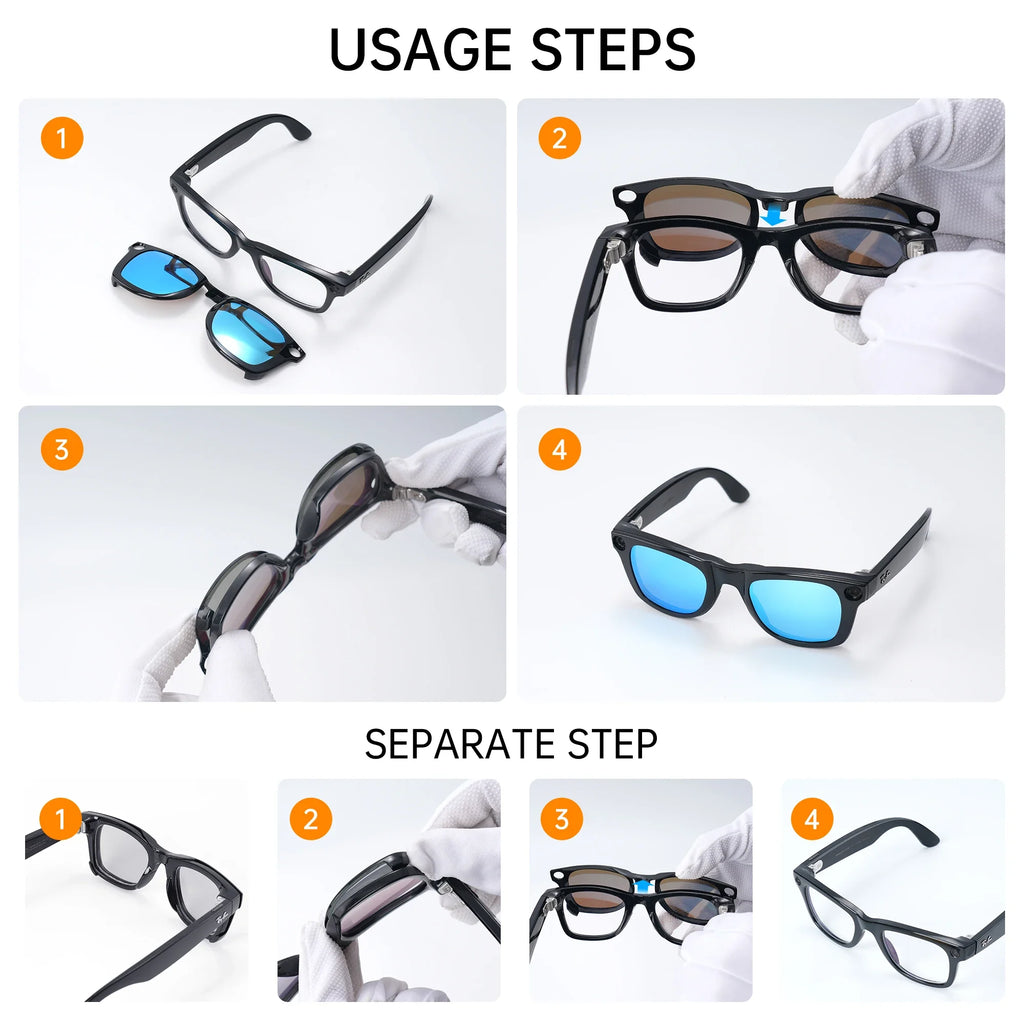 Brand New Hibloks For RayBan Meta Wayfarer Large Glasses Clip Colorful Polarized Sunglasses Lenses Anti-Glare Protection