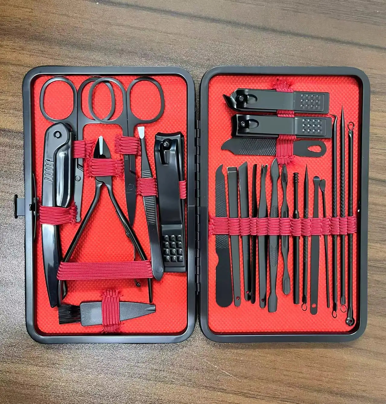 12/18/24pcs Manicure Set Nail Clippers Kit Professional Stainless Steel Nail Care Tools with Leather Travel Case