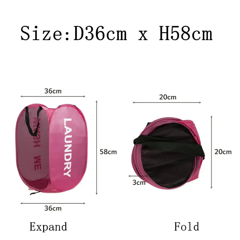 Mesh Laundry,Portable Pop Up Hamper Wide Opening,Dirty Clothes Storage box,Size 36x58cm,Dorm Travel Items Laundry Basket