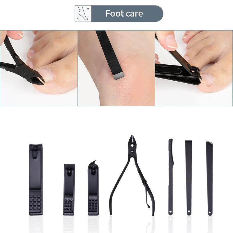 12/18/24pcs Manicure Set Nail Clippers Kit Professional Stainless Steel Nail Care Tools with Leather Travel Case