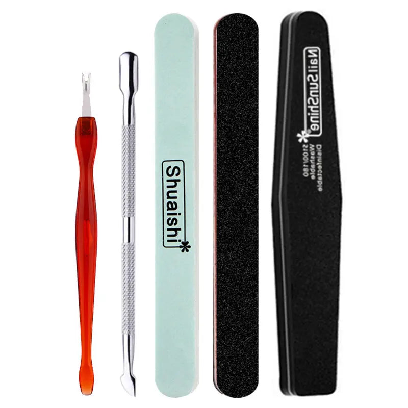 Manicure Tools Set With Nail File And Cuticle Pusher Gel Polish Kit Professional Nail Tools For Pedicure Nail Art Tools
