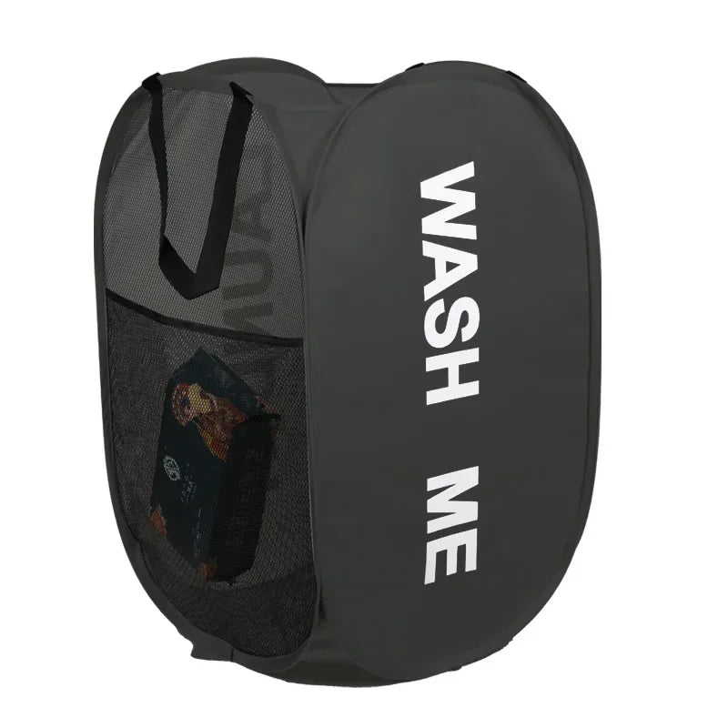 Mesh Laundry,Portable Pop Up Hamper Wide Opening,Dirty Clothes Storage box,Size 36x58cm,Dorm Travel Items Laundry Basket