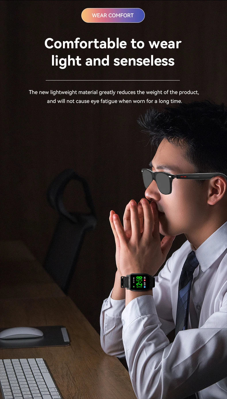 Smart Glasses Camera Remote Shoot Bluetooth Call Music Stereo Mic Men Touch Sunglasses AI Voice Assistant For Android IOS Phone