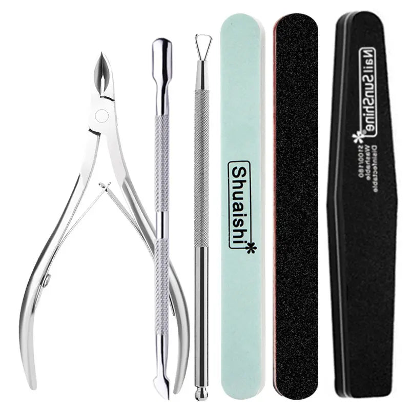 Manicure Tools Set With Nail File And Cuticle Pusher Gel Polish Kit Professional Nail Tools For Pedicure Nail Art Tools