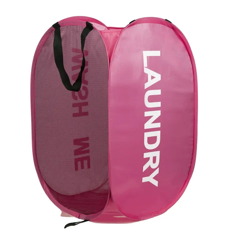 Mesh Laundry,Portable Pop Up Hamper Wide Opening,Dirty Clothes Storage box,Size 36x58cm,Dorm Travel Items Laundry Basket