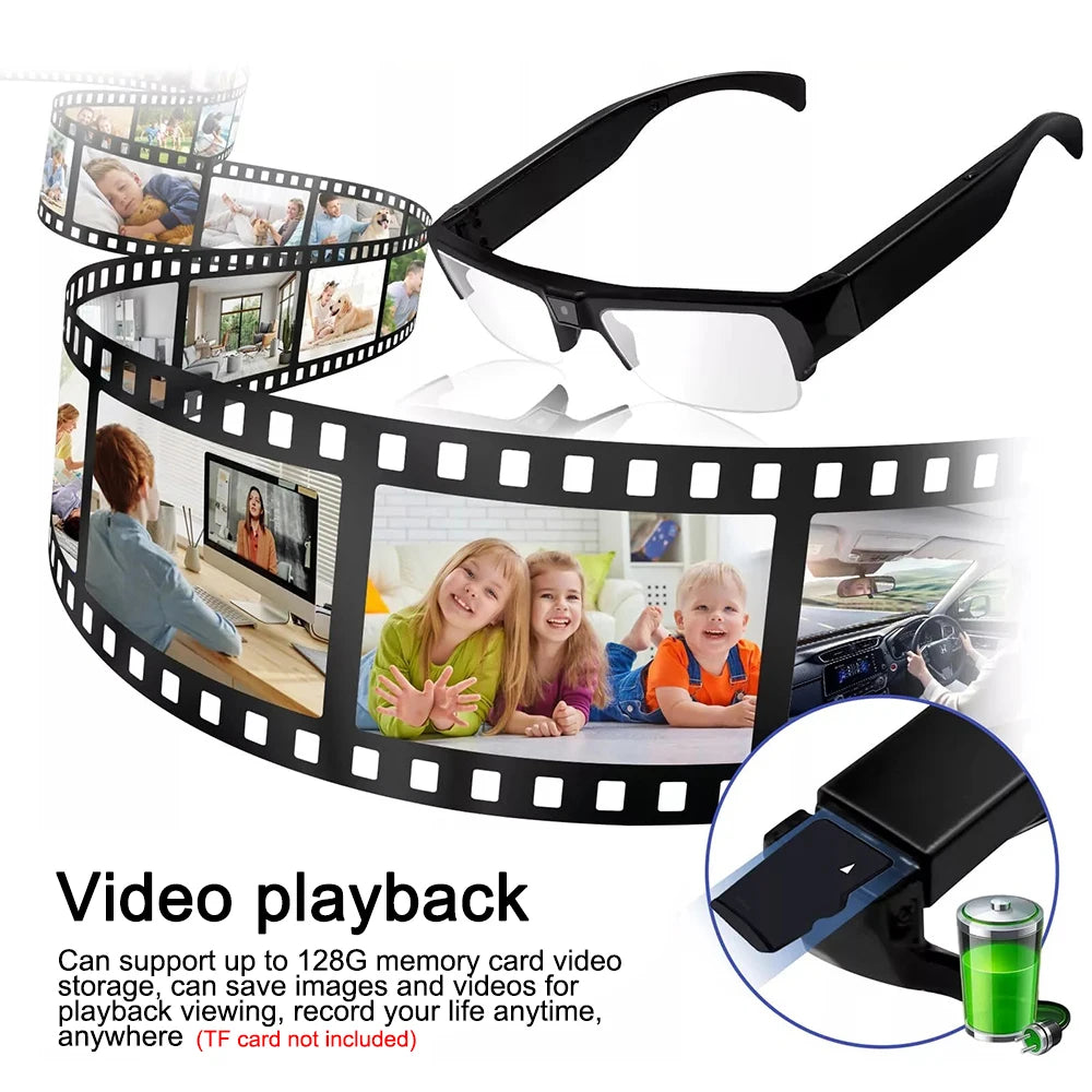 Intelligent Video Glasses, Equipped with Ultra-High Definition 4K Mini Camera, Capable of Recording Videos and Playing Music