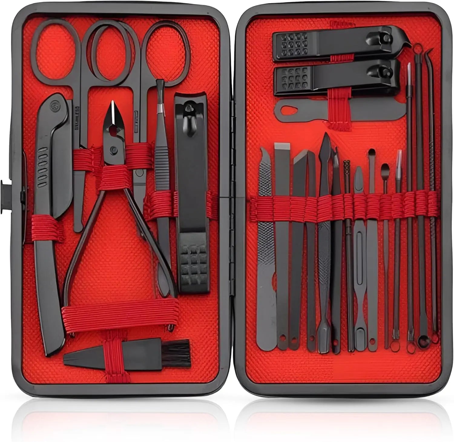12/18/24pcs Manicure Set Nail Clippers Kit Professional Stainless Steel Nail Care Tools with Leather Travel Case