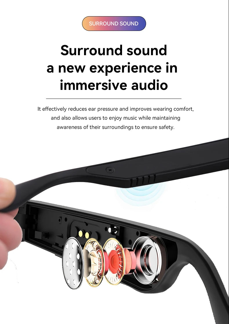 Smart Glasses Camera Remote Shoot Bluetooth Call Music Stereo Mic Men Touch Sunglasses AI Voice Assistant For Android IOS Phone