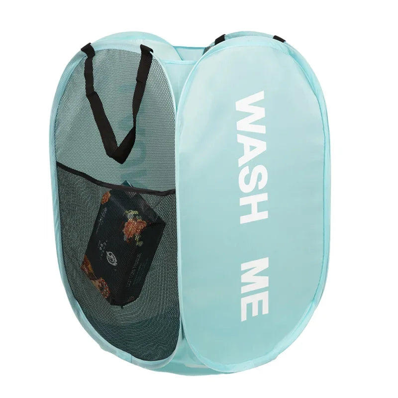 Mesh Laundry,Portable Pop Up Hamper Wide Opening,Dirty Clothes Storage box,Size 36x58cm,Dorm Travel Items Laundry Basket