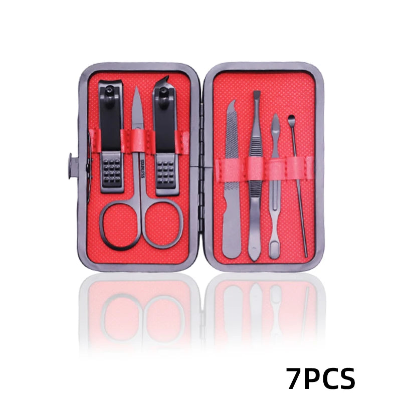12/18/24pcs Manicure Set Nail Clippers Kit Professional Stainless Steel Nail Care Tools with Leather Travel Case