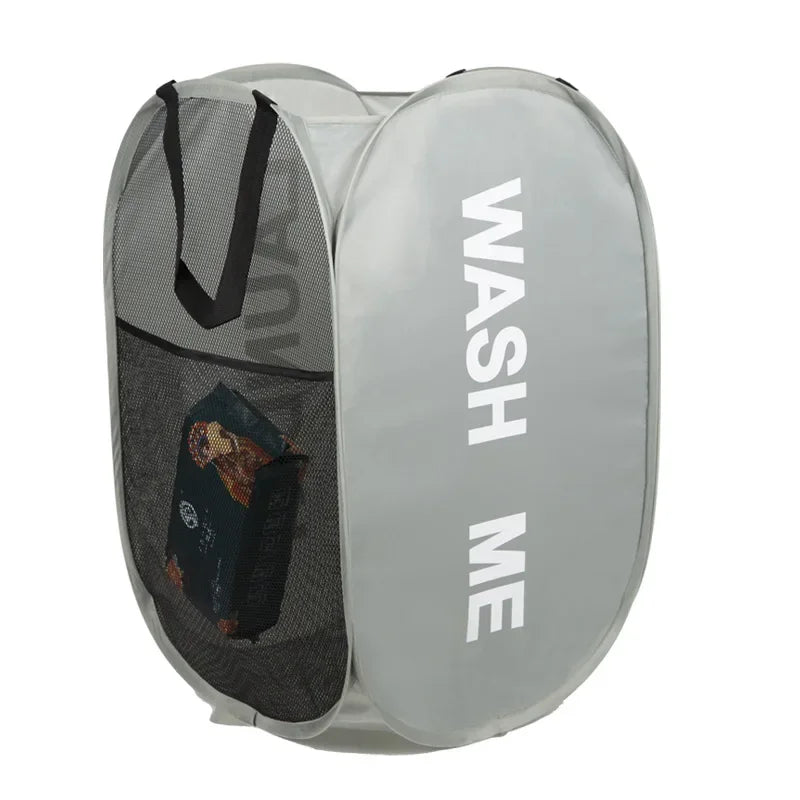 Mesh Laundry,Portable Pop Up Hamper Wide Opening,Dirty Clothes Storage box,Size 36x58cm,Dorm Travel Items Laundry Basket
